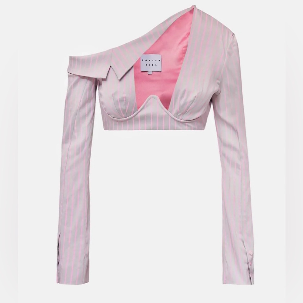 Poster Girl Clerk Shirt Grey/Pink Pinstripe
